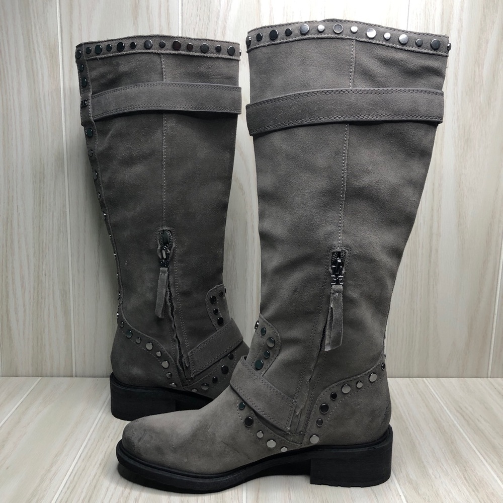 Sam Edelman Deryn Buckle Studded Suede Heeled Boot - Picture 5 of 10
